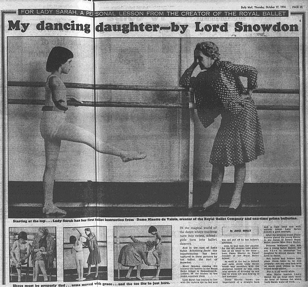 The October 1974 Daily Mail report revealing Lady Sarah's ballet lesson