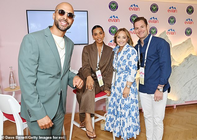 It was when Alice met her current husband Paddy (right) that she received a warning that she might have difficulty having children. Photographed with Marvin and Rochelle Humes at Wimbledon