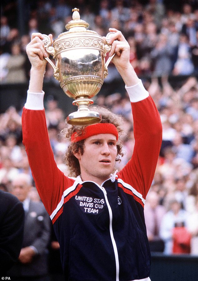 The look emulated that of McEnroe's victory in the 1981 men's singles final at Wimbledon when he was 22 (pictured).