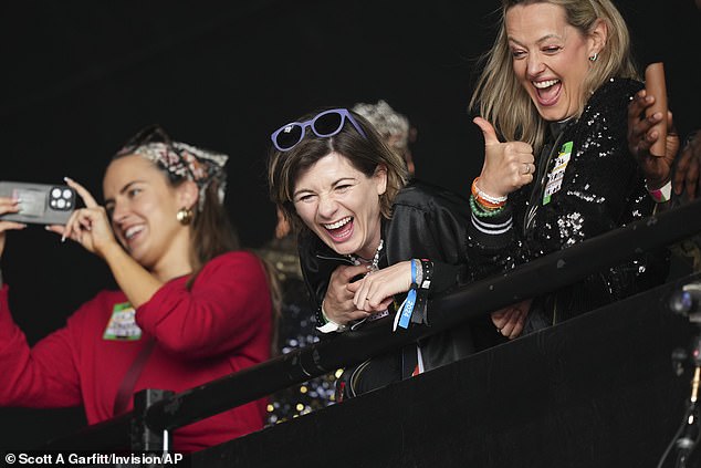 Jodie couldn't wipe the huge smile off her face as she cheered on her friend from the VIP area.