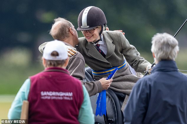 The young royal, 20, shared a sweet moment with her father, Prince Edward, who hugged her.