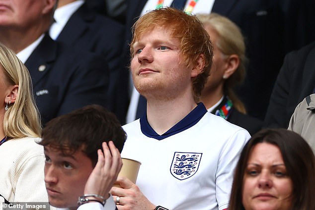 The singer, who had already been seen in the stands during the 1-1 draw against Denmark, was in high spirits as he joined the fans for the crucial knockout match.