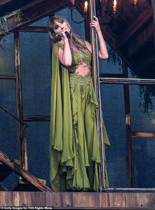 Taylor has also shown her love for the Emerald Isle by wearing not one but two green outfits for different eras of the show.