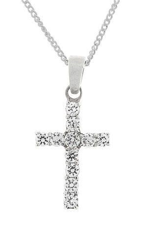 Zirconia cross pendant, £45, nina-b.co.uk