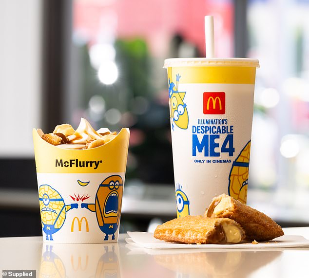 The popular Banana Caramel Cake has also returned after a four-year hiatus (right), while the Chocolate McFlurry with Banana Caramel Cake made its debut (left).