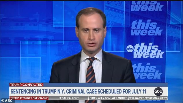 Scharf appeared as Trump and his team undertook an intense media blitz on Sunday after the former president was found guilty on 34 charges on Thursday, and the president gave his first interview.