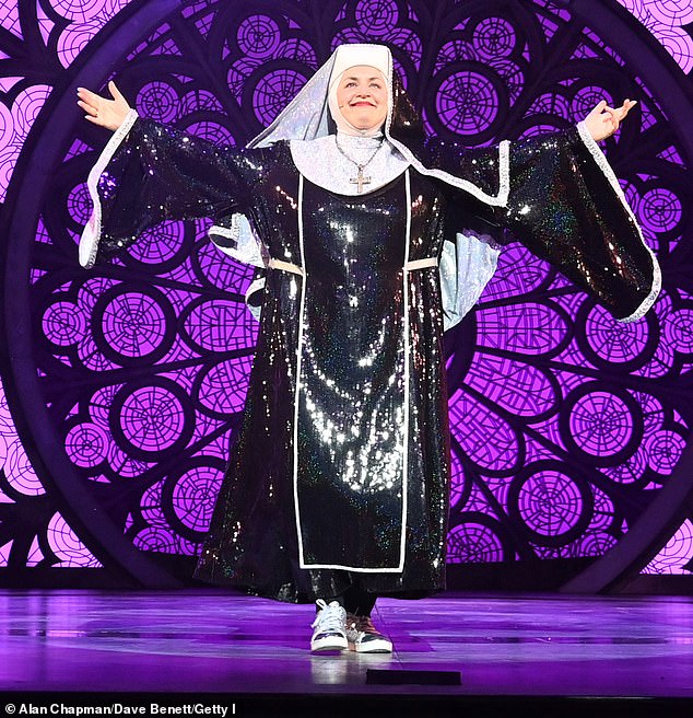 Ruth Jones, who plays Mother Superior, seemed overcome with emotion after taking to the stage for the last time in a sparkling nun's habit.