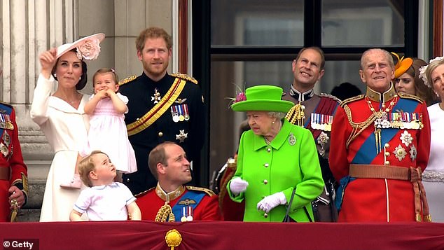 Princess Charlotte has been compared to her great-grandmother, the late Queen, who is pictured telling Prince William to climb onto the balcony of Buckingham Palace in 2016.