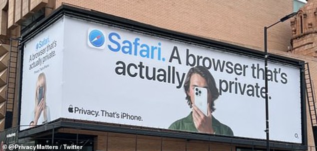 Apple promoted the security of its own Safari browser, which has nearly a billion users worldwide, on billboards around the world to discourage people from using the alternative Chrome, which has about 3.4 billion users.