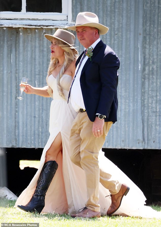 Barnaby Joyce and Vikki Campion at their bush-bash wedding in November 2023