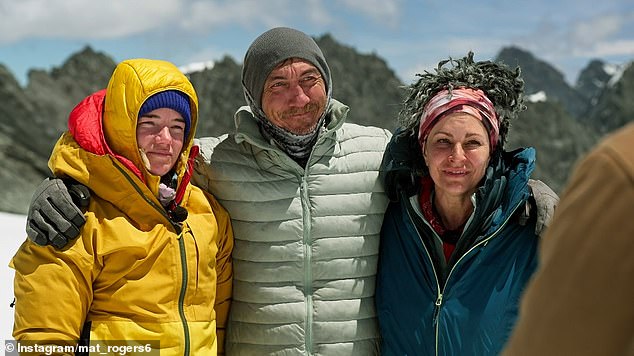 The 51-year-old actress reached the top of the mountain with her hiking partners Mat Rogers (center) and Charlotte Shelton (left) and took home $100,000 in prizes.