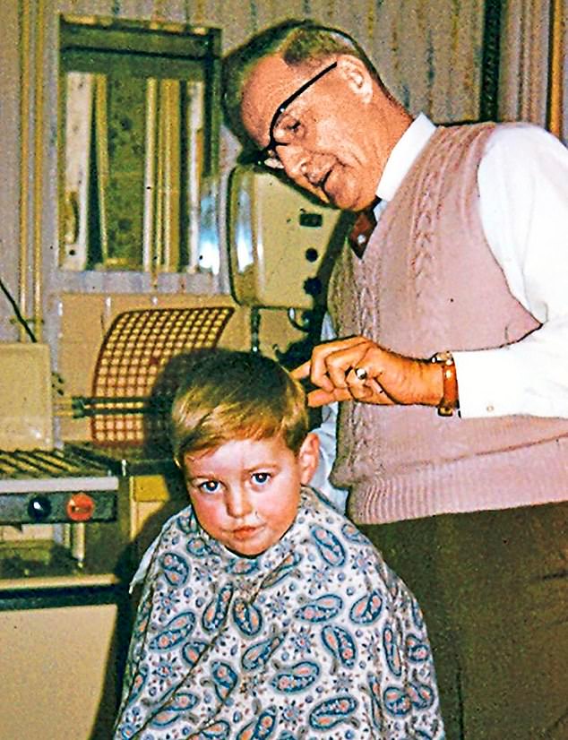 A young Bailey, who had his hair cut as a child by his grandfather, an amateur hairdresser.