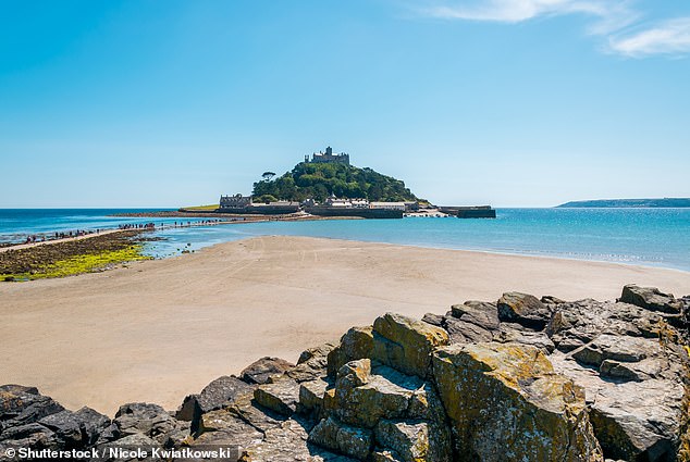 St Michael's Mount (above), a tidal island in Mount's Bay, near Penzance, comes third on the list with 25 per cent of the vote.