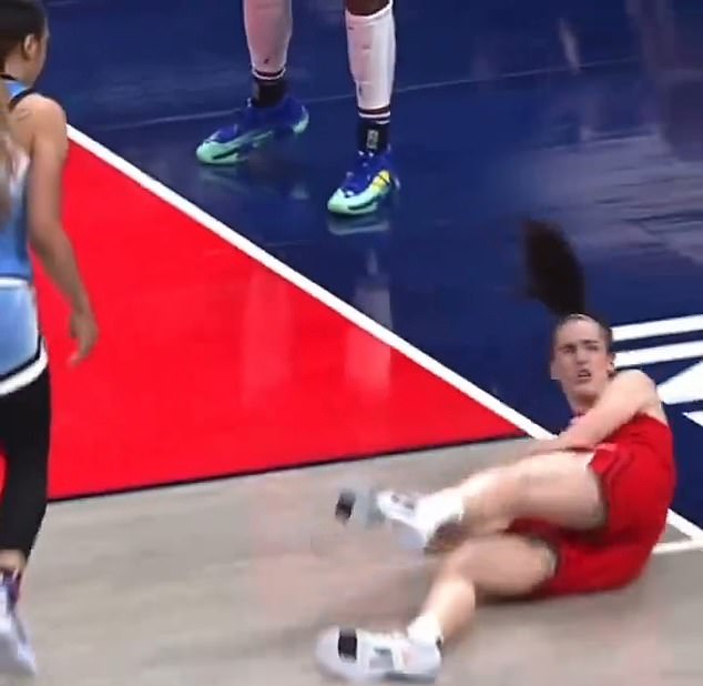 Chicago Sky's Chennedy Carter shoved the Iowa alum to the ground Saturday.