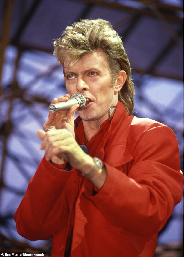 The late legend David Bowie photographed performing in 1987