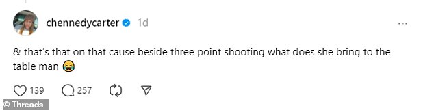 And then Carter took a shot at Clark on social media, criticizing his play.