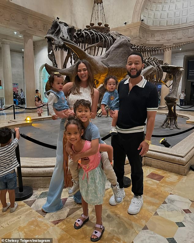 Chrissy and the Ohio-born R&B singer hire four nannies to help care for their four children: daughter Luna, 8; son Miles, 6; daughter Esti, 17 months; and son Wren, 1 (pictured May 27)