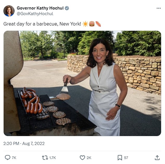 New York Governor Kathy Hochul also faced ridicule from seasoned barbecue fans for her awkward appearance at a barbecue in 2022.