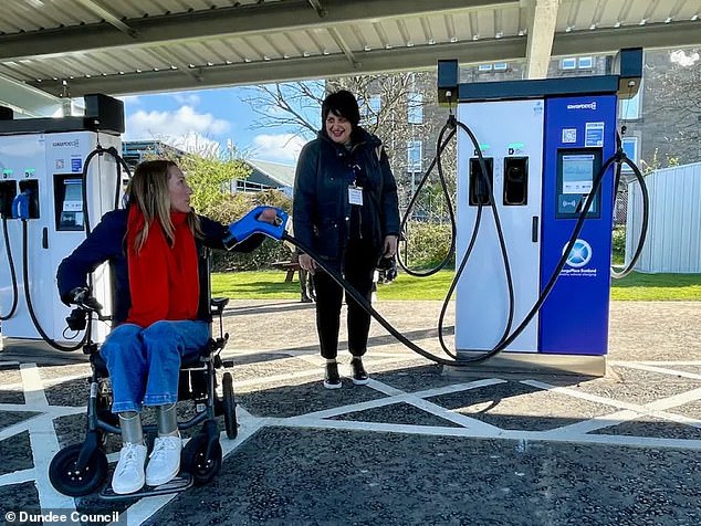 Solutions may include charging hubs designed with disabled users in mind: Dundee's Clepington Road Hub was designed with disability charities and to the government's PAS 1899:2022 guidelines.