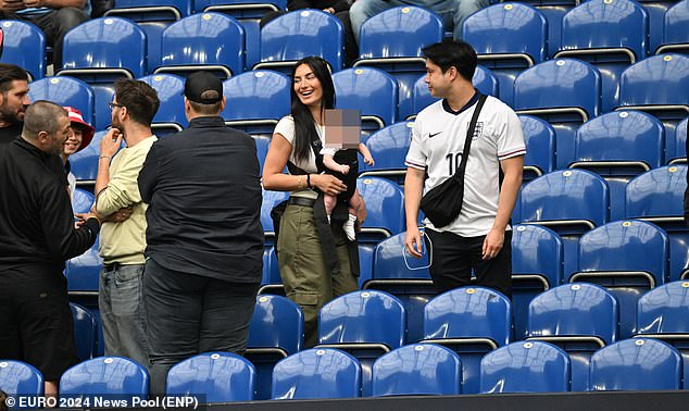 Annie Kilner was one of the first WAGs to arrive in Dusseldorf after taking a private jet to Germany from Manchester this morning.