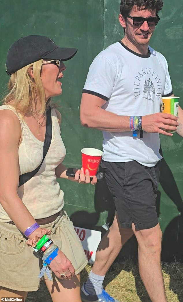 The outing came just two days before the art dealer, 32, joined Ellie, 37, to party with friends at Glastonbury (pictured).