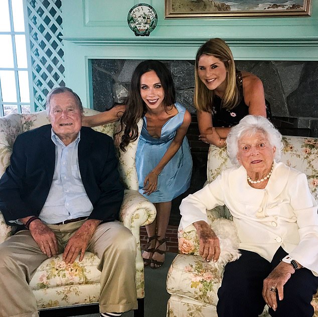 Jenna and her sister Barbara photographed with their grandfather and former President George HW Bush and his wife Barbara Pierce