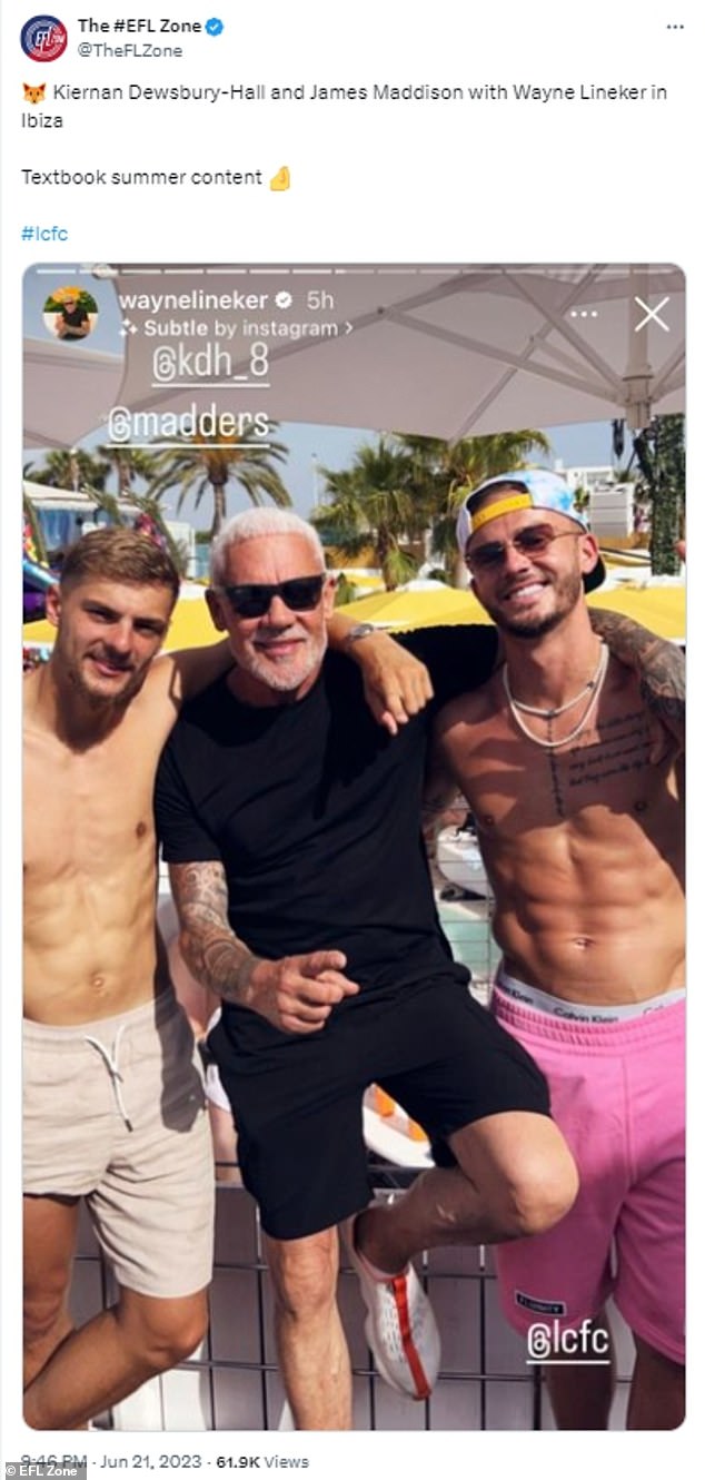 Maddison (right) has previously been photographed at O ​​Beach alongside Wayne Lineker (center)