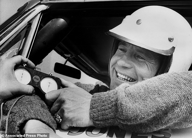 Jones smiles after winning the pole for the Yankee 300 race at Indianapolis Raceway Park.