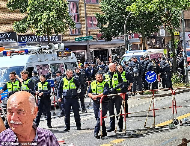 Four loud booms were heard near the Reeperbahn in Hamburg, where Dutch and Polish fans were gathering before today's match.