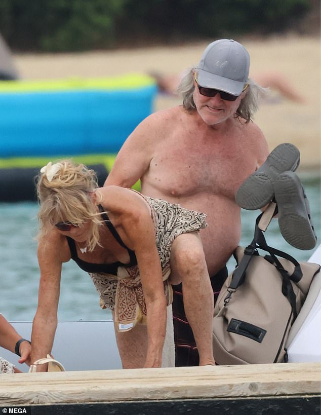 The Oscar winner, 78, and the Big Trouble in Little China star, 73, were spotted boarding a yacht off the stunning coastline of Skiathos.