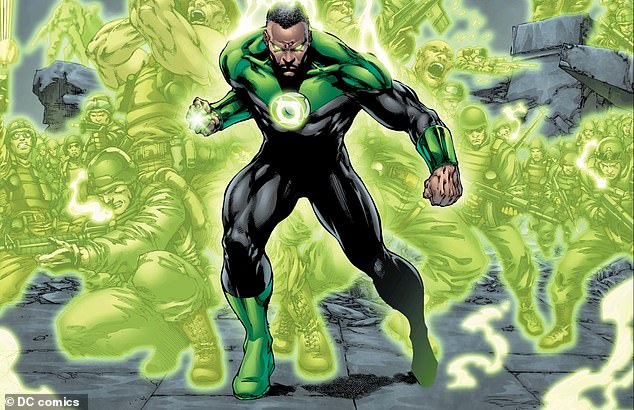 John Stewart appears in a DC Comics panel and was the first African-American superhero in DC Comics