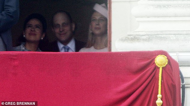 The royal stayed at Buckingham Palace to watch the parade with her brother, Lord Frederik Windsor, and his wife, Sophie Winkleman.