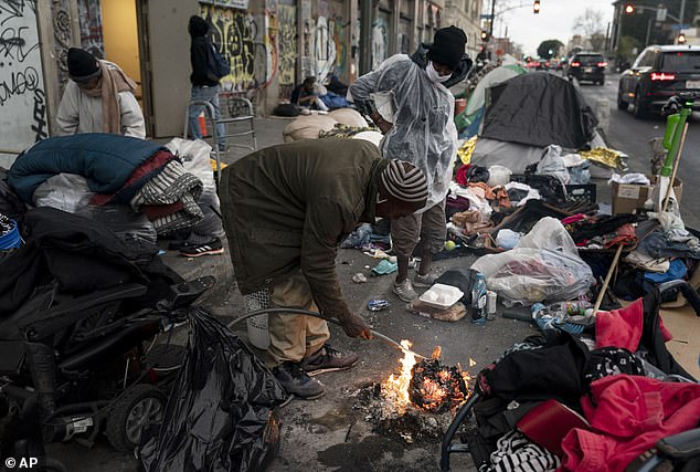 Skid Row (pictured) has become a notorious area for homeless people in Los Angeles.