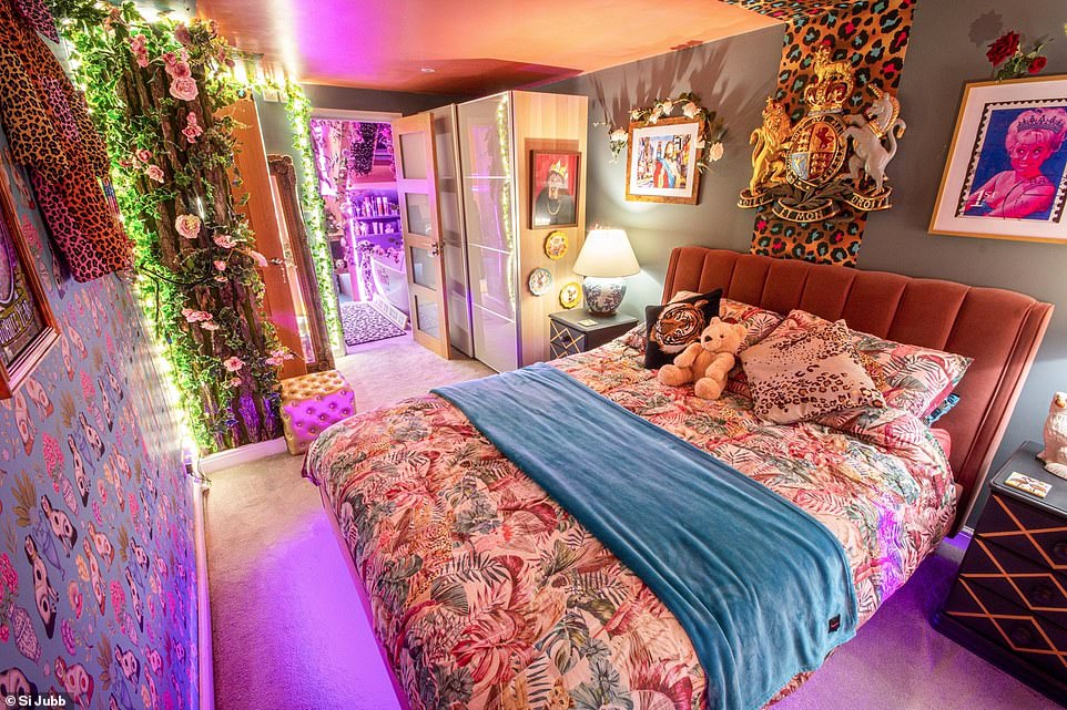 The house has three bedrooms: two named after Tristan's grandmother and grandfather (JoJo, above, and John Clyde) and the third, a '90s-themed bedroom, decorated much like the teen bedroom by Tristan (top three images).