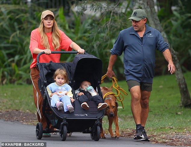 The Backyard Blitz star was accompanied by his girlfriend Ameka Jane as the couple spent some quality time together with their sons Beau, two, and Nash, one (all pictured).