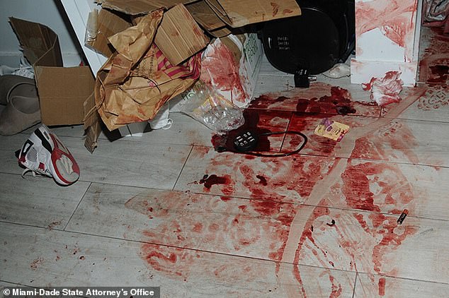 The blood-stained scene in Clenney and Obumseli's apartment