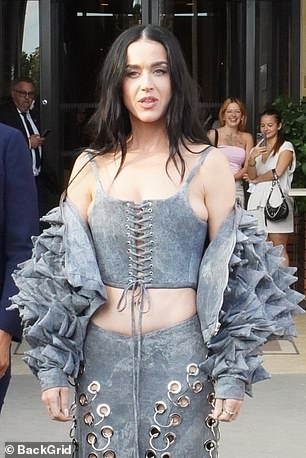 Her outfit featured a short, cleavage-enhancing corset and a figure-hugging skirt that was embellished with metallic pieces.