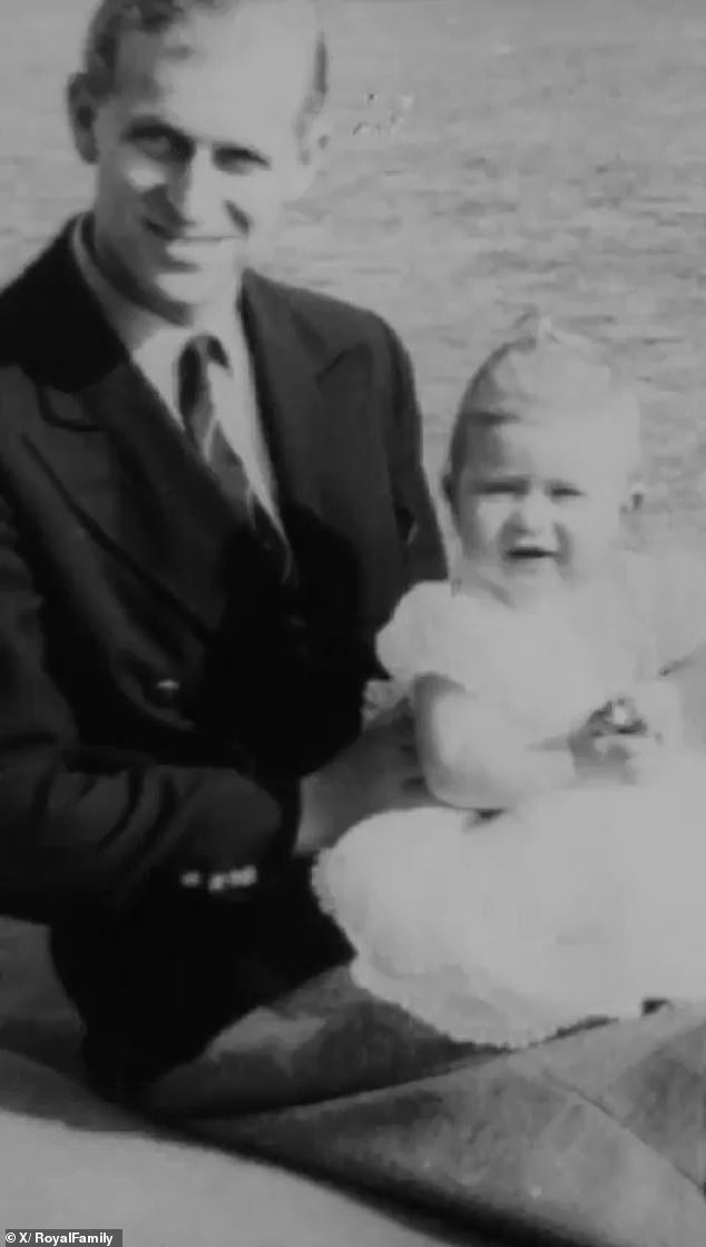 King Charles and Queen Camilla led Father's Day tributes this morning with a touching video montage of Charles and Philip (pictured)