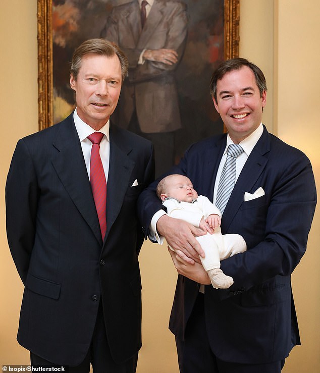 Grand Duke Henri of Luxembourg is pictured with his son, Prince Guillaume, and grandson, Prince Charles in 2020.