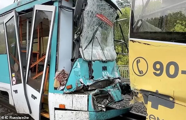 It finally collided with another tram that was traveling ahead, leaving more than 100 injured in the Russian city of Kemerovo.