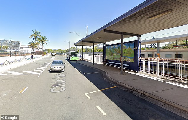 Police arrived at Nambour bus junction (pictured) and found two men, but the alleged attacker had already fled the scene and has not yet been found.