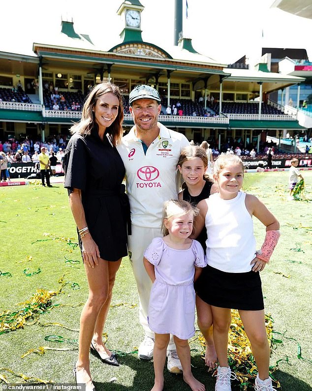 Candice is a retired professional ironwoman and surf lifesaver, while her father, David, is a former international cricketer and former Test vice-captain. In her photo she appears with her three daughters.