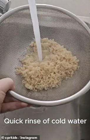 To avoid burns, Hunstead recommends rinsing boiled noodles under cold water for a few seconds before serving.