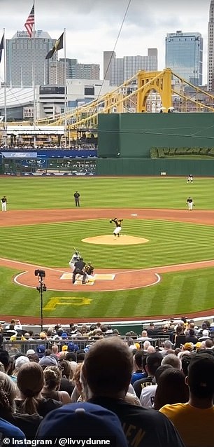 She shared images of her boyfriend on the mound at PNC Park.