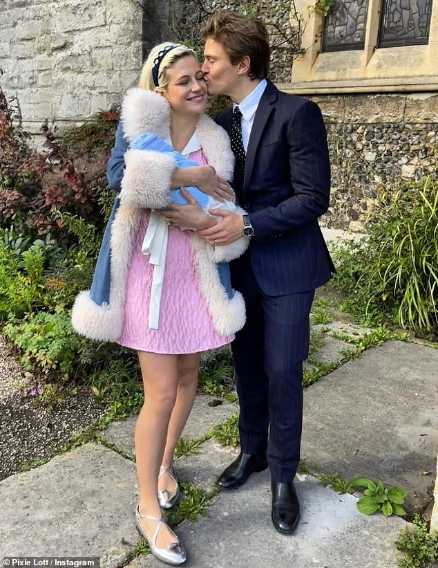 Pixie and Oliver Cheshire married in June 2022 and the birth of their son Albert was confirmed in October the following year (all photos November 2023).