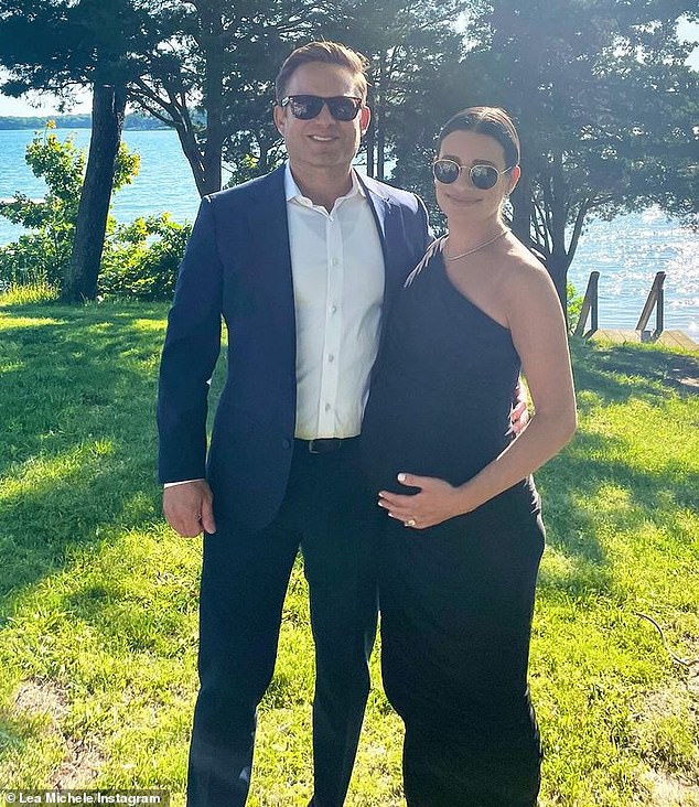 The pregnant 37-year-old and her husband of five years, AYR President Zandy Reich (left), first announced they were pregnant with their second child, a daughter, on March 27.