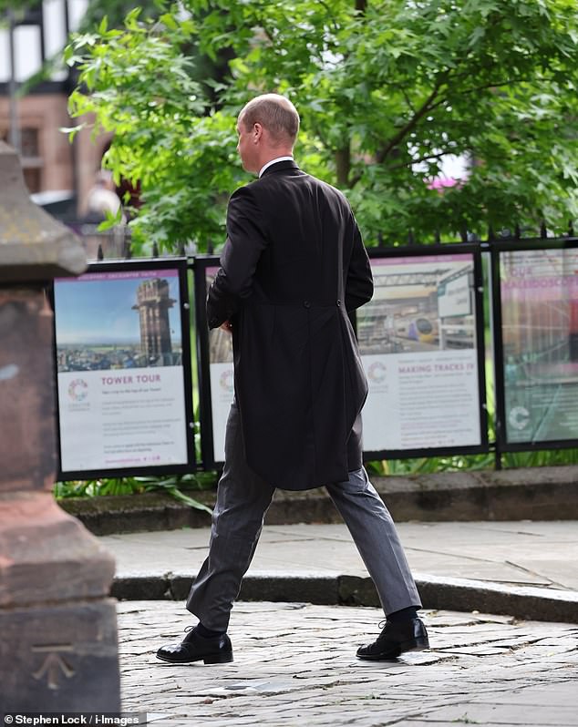 The Prince was applauded by onlookers as he arrived in Cheshire for the wedding.