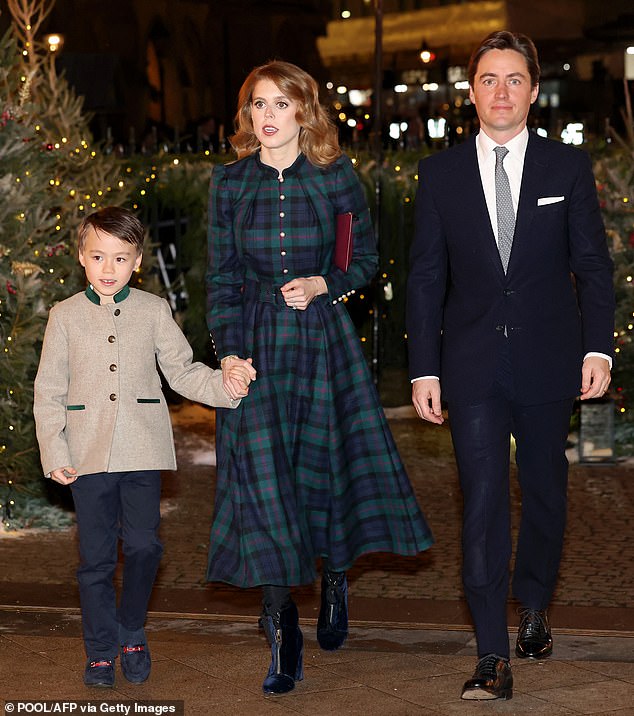 Princess Beatrice's stepson Wolfie looked adorable as he made his first appearance at a royal engagement at the Princess of Wales's Westminster Abbey carol concert in December 2023.