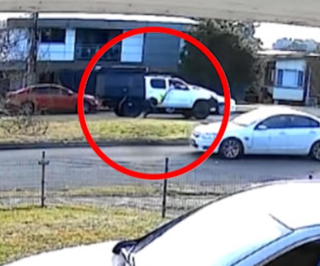 Witnesses said they saw the alleged victim involved in a road rage incident with a driver in a white ute (pictured) with a metal tray, a black canopy and a toolbox with metal shelves on the upper part.