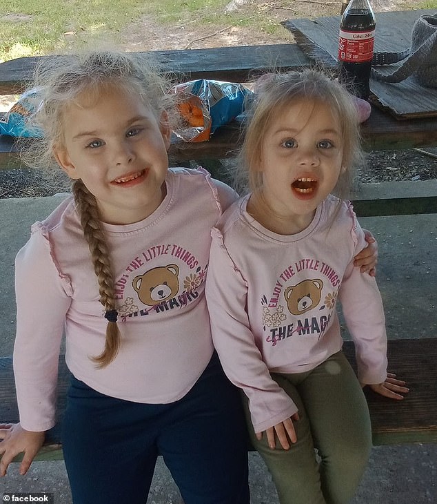 Erin, 3, (right) was found dead and her sister Jalie, 6, (left) alive in a nearby car on Friday after the confessed killer led police to the wooded area where he dropped them off.